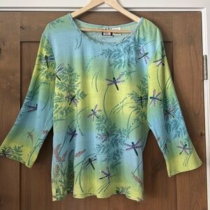 Take Two Clothing Co. Dragonfly Novelty print Top Womens XL 100% Cotton Shirt